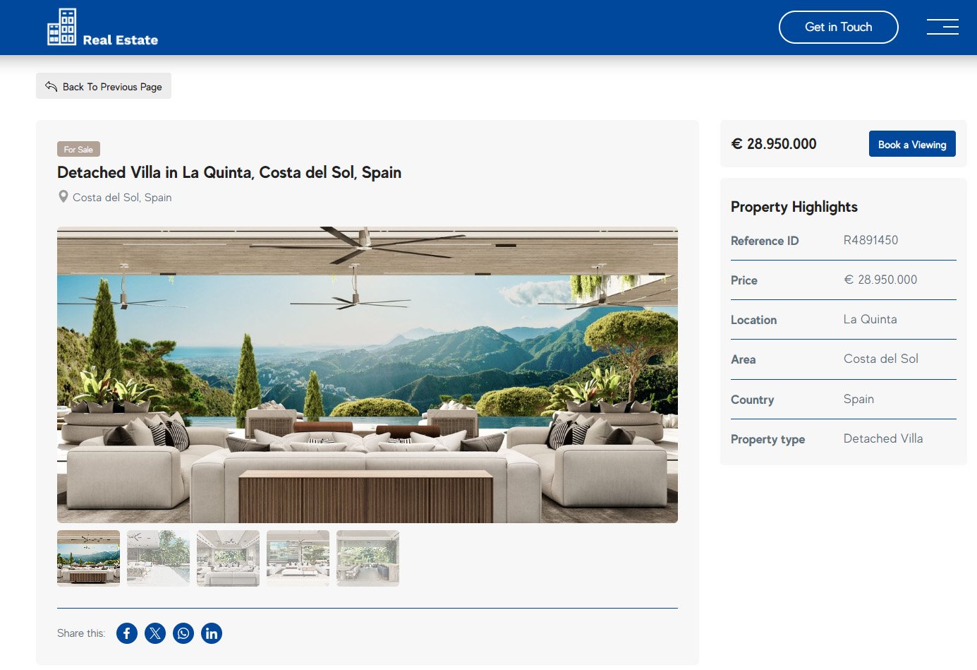detailed property page Resales Online Plugin Property Page