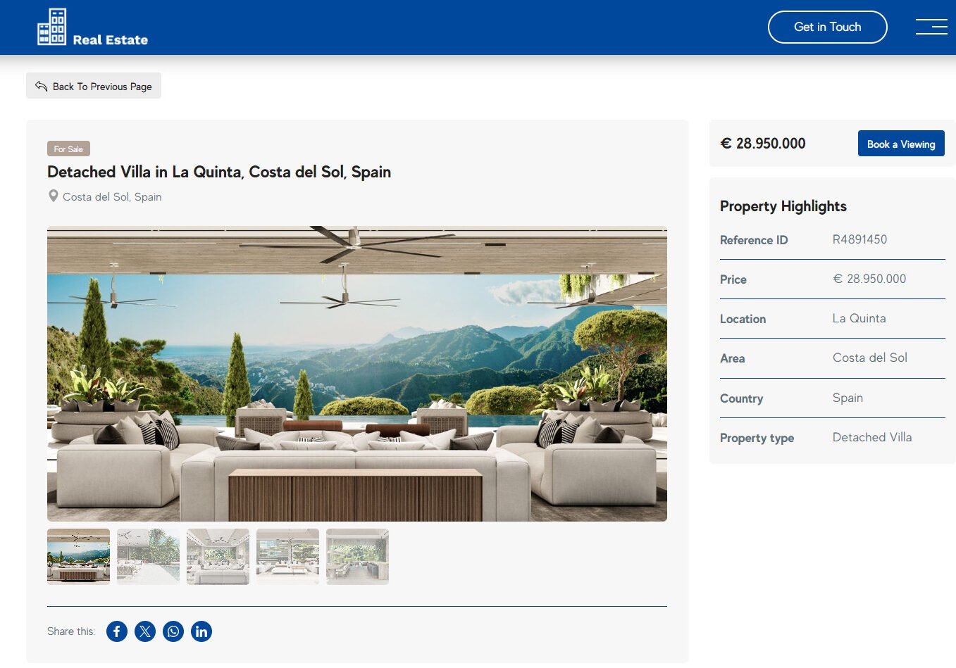 detailed property page Resales Online Plugin Property Page